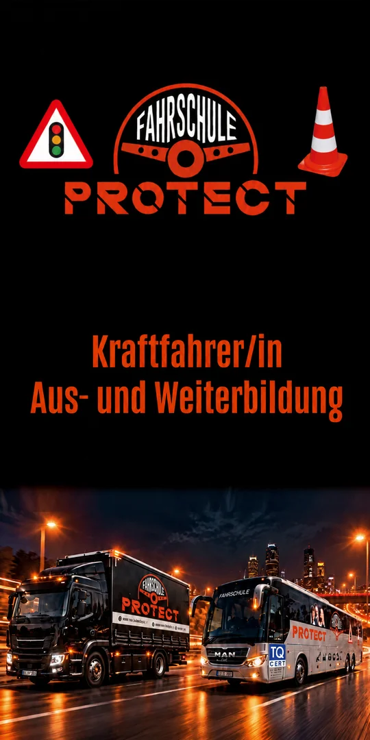 Flyer Fahrschule Protect: Kraftfahrer/in Aus- und Weiterbildung