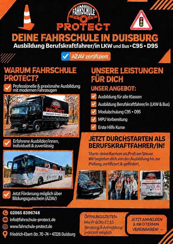 Flyer Fahrschule Protect: Deine Fahrschule in Duisburg