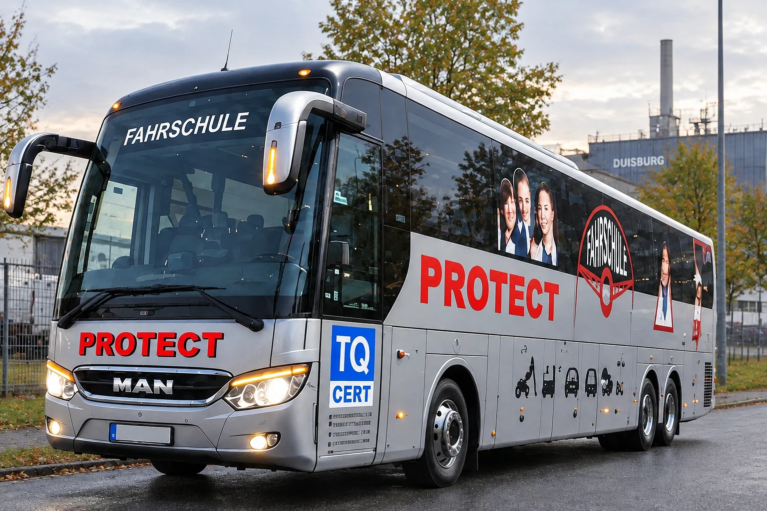 Reisebus der Fahrschule Protect