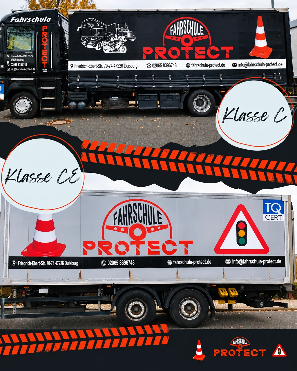 Lkw der Fahrschule Protect für Klasse C und CE